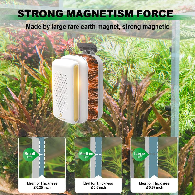 fishkeeper Super Strong Magnetic Aquarium Glass Cleaner, Dual-Blades & Double Side Floating Algae Scraper Fish Tank Cleaner Scrubber Aquarium Magnetic Brush for 1/8-1/4 Inch Thick Glass Aquariums (S) Small - PawsPlanet Australia