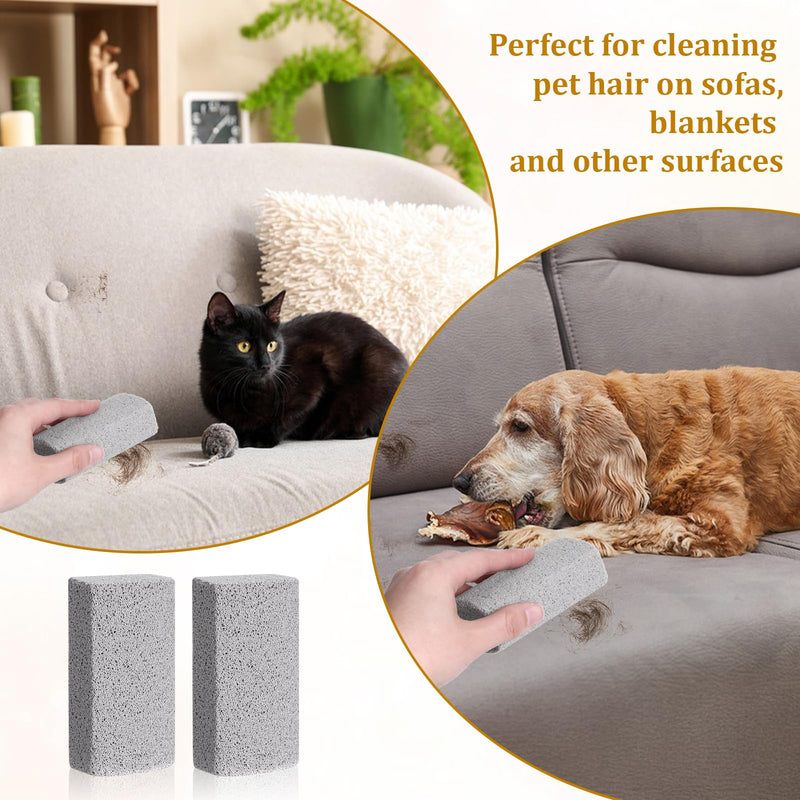 Pet Hair Removal Stone, 2 Pcs Pumice Stone for Cleaning Pet Hair 4 Inch Cat Fur Removal Tool Dog Hair Remover for Car Interior Furniture Carpet Couch Bedding (Grey) - PawsPlanet Australia