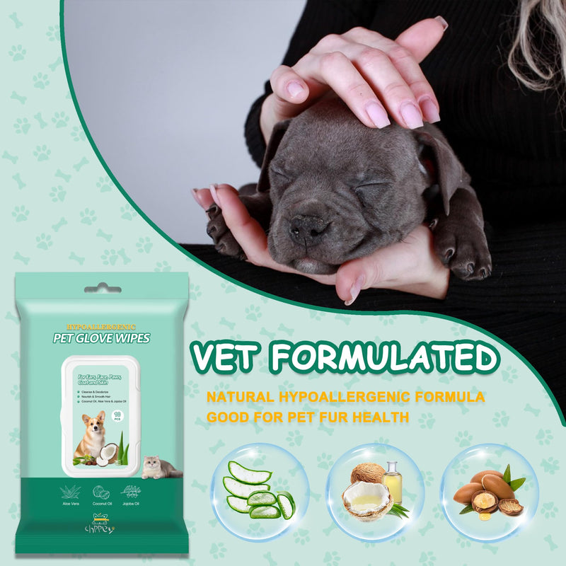 20 PCS Pet Cleaning and Deodorizing Bathing Grooming Glove Wipes for Dogs and Cats, Extra Thick Nourish Fur No-Rinse Grooming Wipes for Daily Care and Travel, Hypoallergenic Coconut Scent 20PCS - PawsPlanet Australia