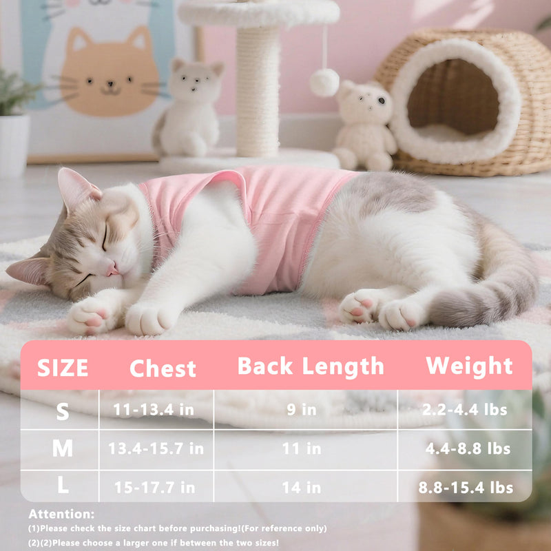 Cat Recovery Suit Anti Licking, Cat Surgery Recovery Suit Female Cats Kitten Onesie After Spay, Cone of Shame Alternative, Post- Surgery Kitten Surgical Clothes for Abdominal Wounds(Pink,M) Medium Pink