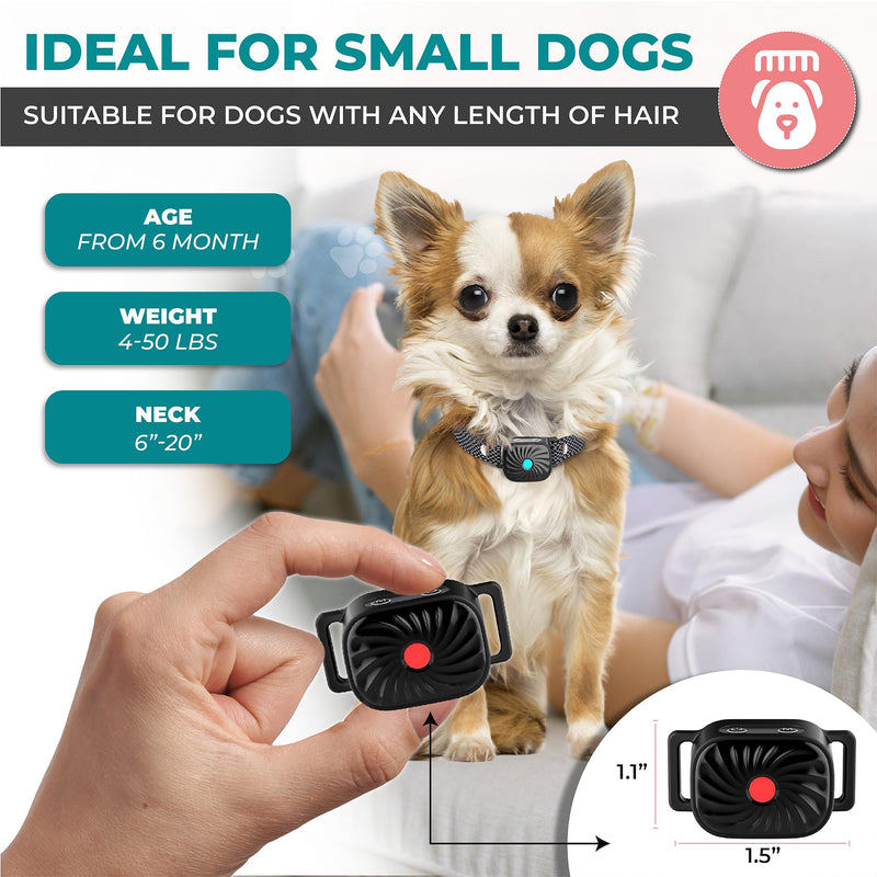 2 Pack Bark Collar for Small Dogs, No Shock Anti Bark Collar, Rechargeable Anti Barking Collar w/2 Vibration & Beep Modes, Waterproof Shockless Smart Dog Stop Barking Control Device 2 Pack Black-2Pack