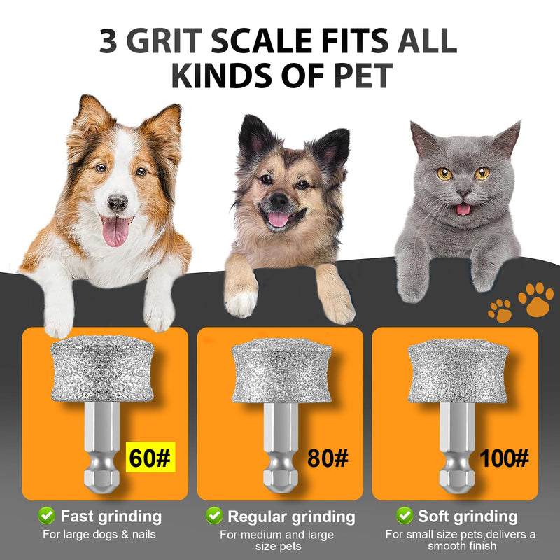 Dog Nail Grinder Replacement Head-Integrated Grinding Head for Casfuy and Most Brands, Highly Efficient, Safe and Durable (2pcs) 2Pack 60# - PawsPlanet Australia