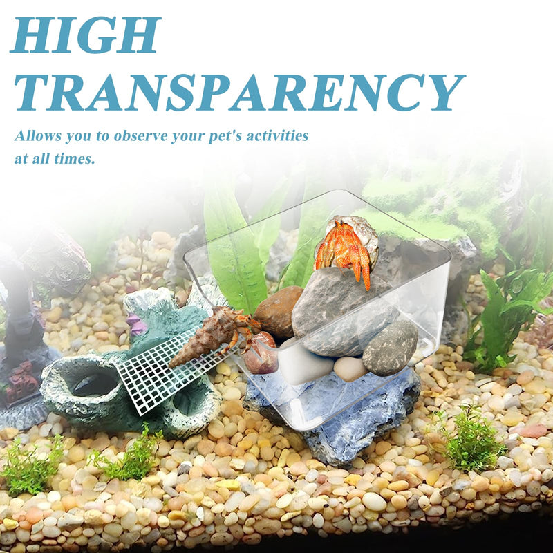 2 Pack Hermit Crab Water Tank, Hermit Crab Cage Accessories with Climbing Ramp Hermit Crab Aquarium Salt Water Pool for Small or Medium Hermit Crab Habitat Home – Transparent - PawsPlanet Australia