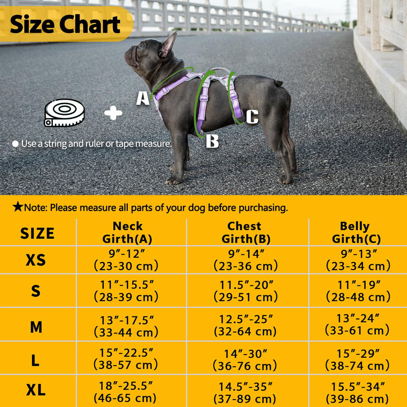 Huntboo Escape Proof Dog Harness, No Pull Reflective Harness with Lift Handle,Adjustable Pet Vest with Front and Back Leash Clips for Small Medium Large Dogs Walking Hiking Training(Lavender Purple,L) Lavender Purple Large(Pack of 1) - PawsPlanet Australia