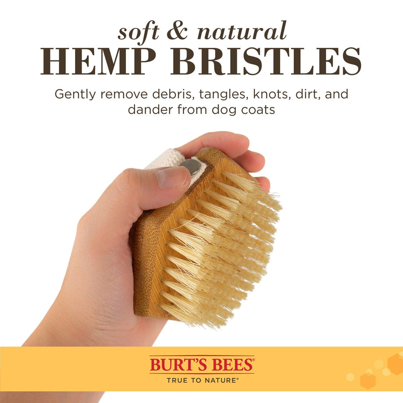 Burt's Bees for Pets Palm Brush with Hemp Bristles Best Ergonomic Dog Brush To Groom Large Dogs Easy to Hold Dog Brush Handle Reduces Stress On Your Wrist Ideal for Daily Grooming (Pack of 1) Brown 1 Count