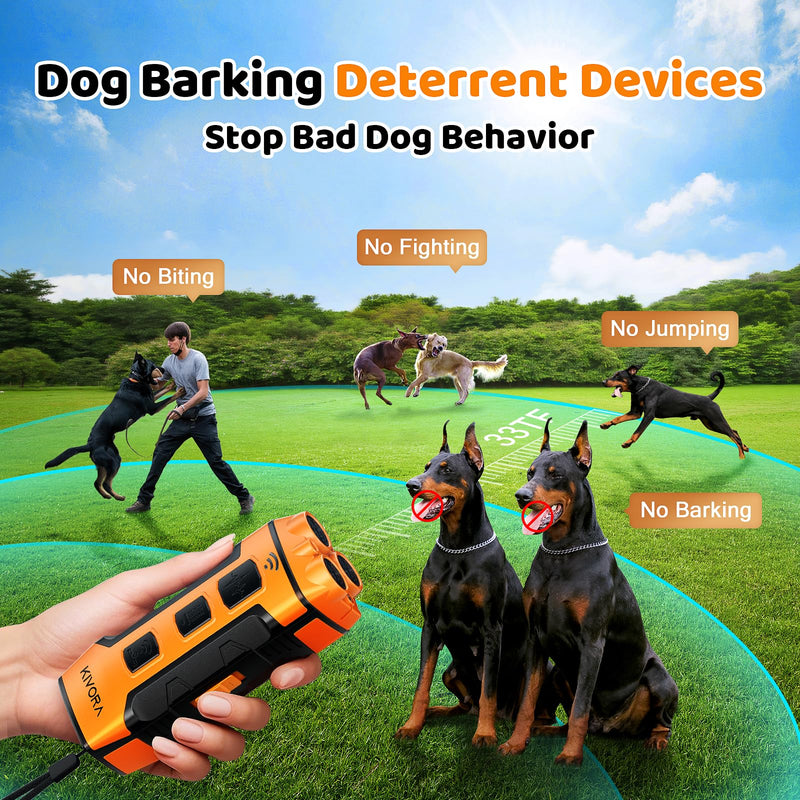 KIVORA Dog Bark Deterrent Devices,7-in-1,Anti Barking Device for Dogs Stop Neighbors Dog,Control 20-50kHz Ultrasonic,Humane-Safe Alternative to Shock Collars for Dogs Training Stopper Indoor/Outdoor