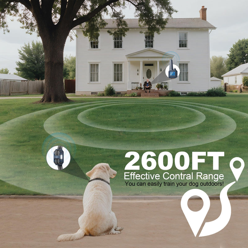 Shock Collar with Remote, Dog Training Collar, 4 Training Modes with Beep, Vibration, Safe Shock, Led Light, 2600 ft Wireless Range, Rechargeable for 3 Dogs, Small Medium Large 5-120Lbs for 3 dogs (D8 Blue) - PawsPlanet Australia