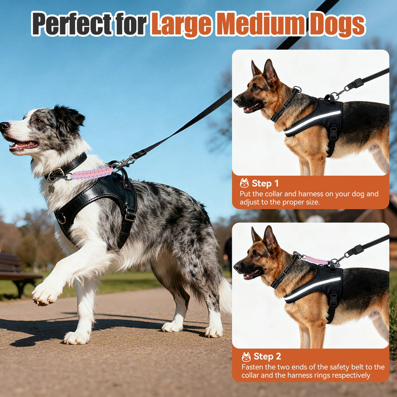 Dog Collar Safety Clip with Dual Clasps,Handmade Backup Safety Strap for Dog Harness, Collars and No Pull Harness Connectors (Pink & Light Purple) Pink & Light Purple