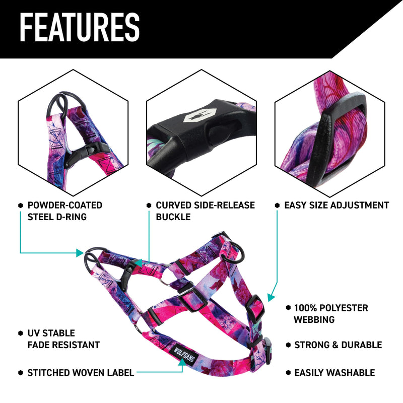 Wolfgang Heavy Duty Adjustable Dog Harness, Pull-Tested to Over 800 lbs for Walking & Training, Daydream Print, Large Large (1 Inch x 20-30 Inch) - PawsPlanet Australia