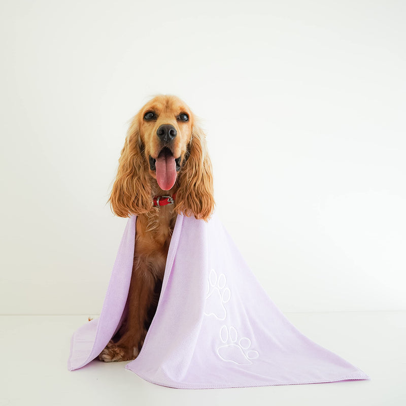 Unconditional Love | Premium Pet Drying Towel | Ultra Absorbent and Soft Microfiber Towel for Dogs and Cats (Lilac) Lilac Large - PawsPlanet Australia