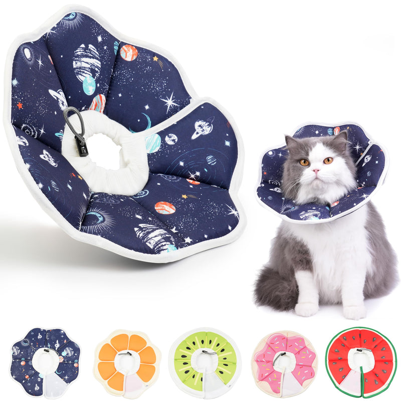 Cat Cone Collar Soft, Waterproof Cat Recovery Collar After Surgery, Adjustable Pet Donut Collar, Safety Elizabethan Collar to Prevent Licking Wounds for Kittens, Pet Cone Alternative Dark Blue Medium