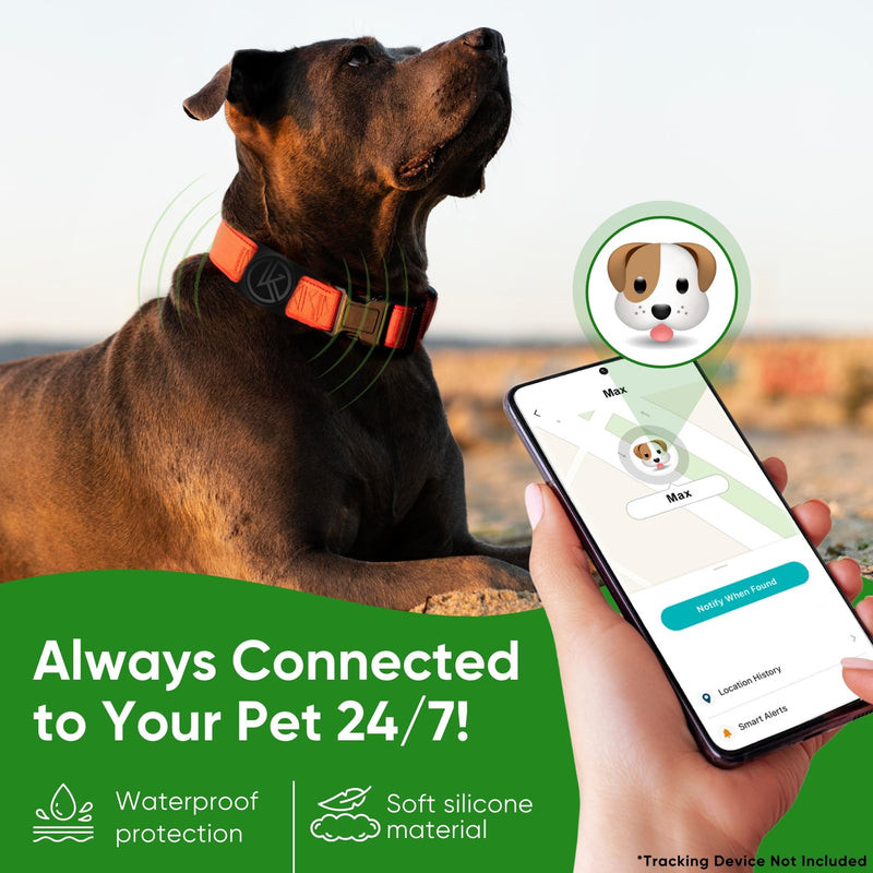 Tile Sticker Dog Collar Holder (2022): Extra-Durable, Lightweight, and Protective Tracking Case - Track Your Pet Using Android or Samsung Smart Phone - for Dogs and Puppies by Kitty Kompass (Black) Black - PawsPlanet Australia