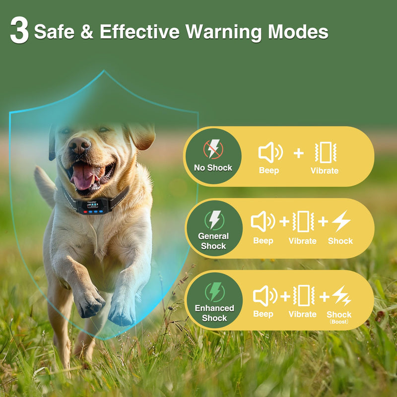 PATPET Electric Fence for Dogs, GPS Dog Collar Fence System for Yard with 3 Warning Modes, 9999 Yards Adjustable Radius, IP67 Waterproof Rechargeable Wireless Fence for Large Medium Dogs