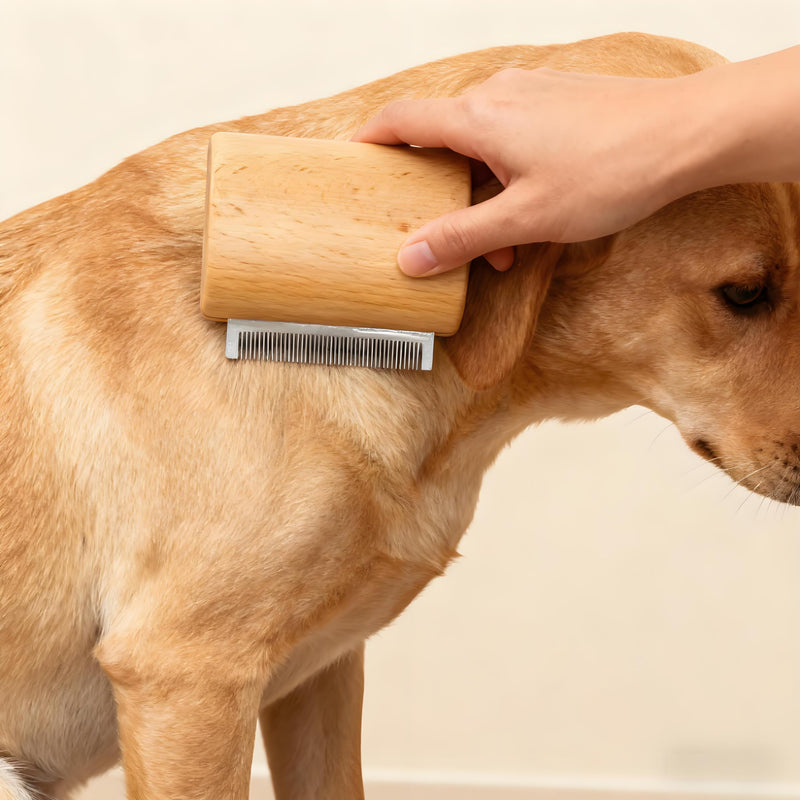 3.15in Pet Grooming Brush & Deshedding Brush for Dogs Cats- Gentle & Effective Wooden Pet Hair Removal Tool for Dogs, Cats to Reduces Shedding,Remove Undercoat