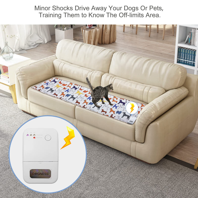 Shock Training Mat for Dogs and Cats, 31.5” x 15” Decorative Electric Pet Repellent Mat, 3 Mode Touch Sensitive Static Pad Protect Furniture from Paws-Dog Pattern Cartoon Dog 31.5" x 15"