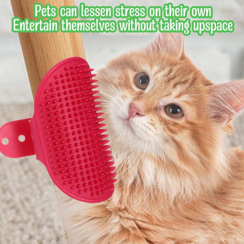 4Pcs Cat Self Groomer for Indoor Cats, Softer Cat Head Scratcher & Face Scratchers, Adjustable Cats Grooming Brush for Climbing Frames & Table Legs, Short/Long Hair Meow Interactive Massager Toy - PawsPlanet Australia