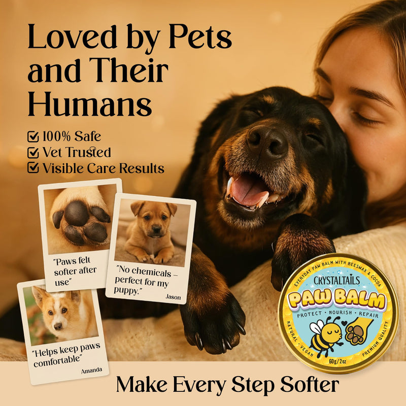 Dog Paw Balm for Dogs – Lick Safe Paw & Nose Balm for Dry, Cracked Paws, Non-Toxic Daily Paw Care, with Beeswax & Cocoa Butter (2oz) (60g)