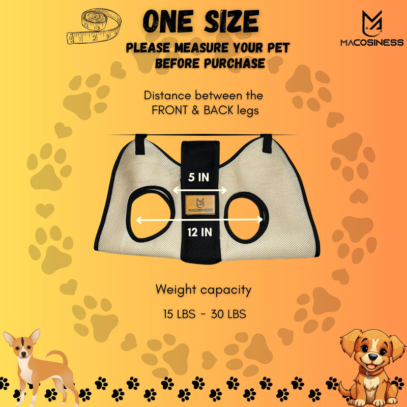 2025 2-in-1 - Dog Grooming Hammock - Dog Sling - Dog Grooming Harness - Dog Slings for Small Dogs - Dog Hammock for Nail Trim - Dog Carrier Sling - Cat Grooming Hammock - Dog Sling Carrier - Pet Sling HAMMOCK AND SLING Cream with Black S - PawsPlanet Australia
