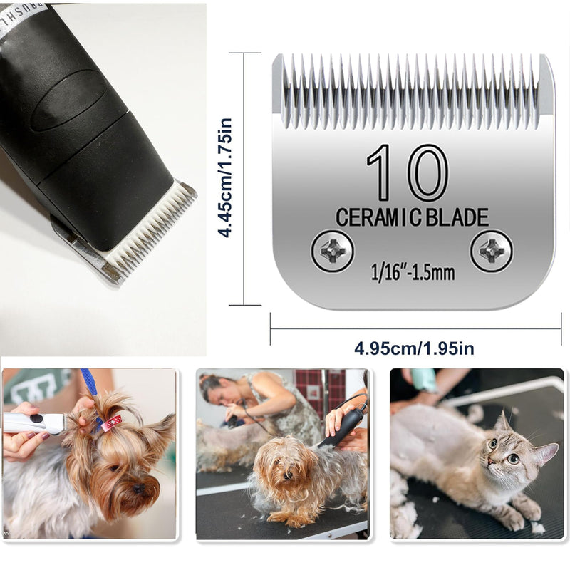 10# Clipper Blades Pet Grooming Clipper Replacement Blades, Detachable Clipper Blade Compatible with Andis/wahl/Oster Dog Clippers,10 Blade 1/16-inch, Made of Ceramic & Stainless Steel Blade