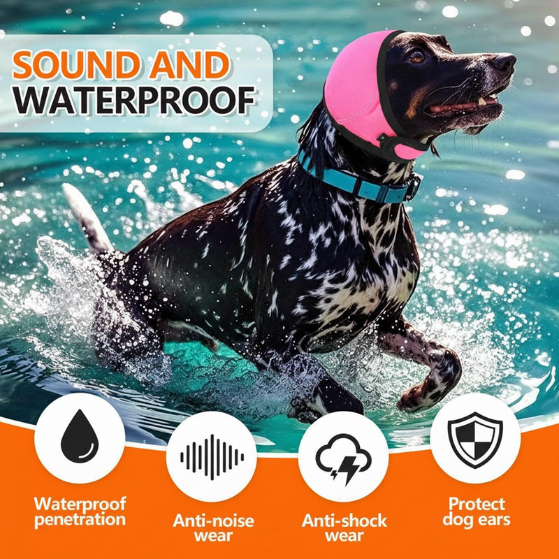 Dog Ear Protectors Small Rose Pink Waterproof Dog Ear Muffs Adjustable Dog Snood Ear Protector For Bath Grooming And Noise Situations