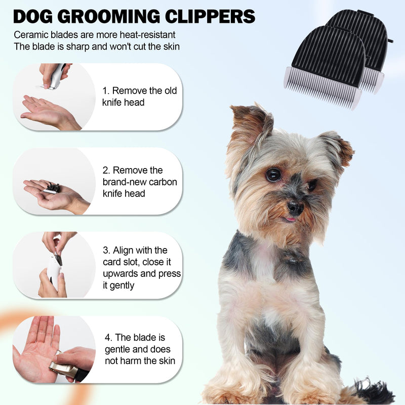 2 Pcs Dog Grooming Replacement Blades | Compatible Low Noise Dog Clippers | Dog Clipper Blades Compatible | Pet Grooming Replacement Blades | Dog Clipper Blades, Cleaning Brush 2 - PawsPlanet Australia
