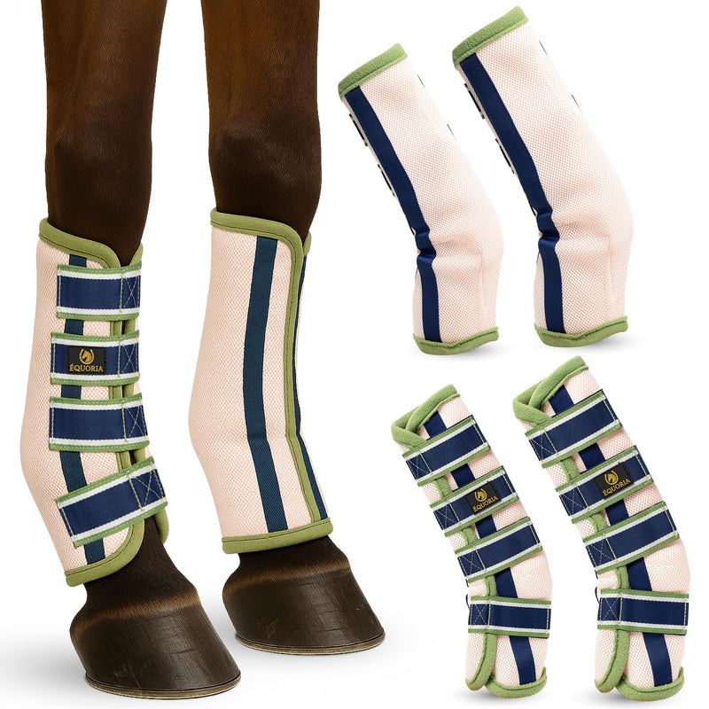 Premium Fly Boots for Horses (4 Pieces) –Durable and Comfortable Fly Leg Wraps for Big Horses – Protective Outer Mesh Design – Elegant and Breathable Set of 4 Horse Fly Boots GREEN