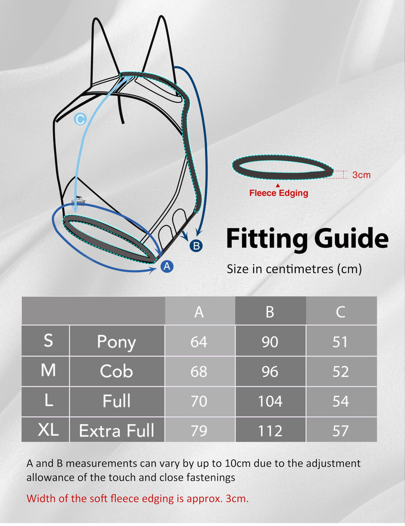 Harrison Howard CareMaster Horse Fly Mask UV Protective Fine Mesh with Extra Wool Soft Touch on Skin Moonlight Silver L Full (Large) - PawsPlanet Australia