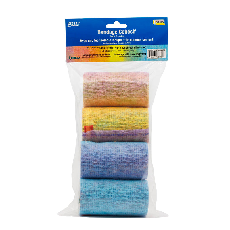 SyrFlex Cohesive Bandage 4” Rainbow 4pk 4"