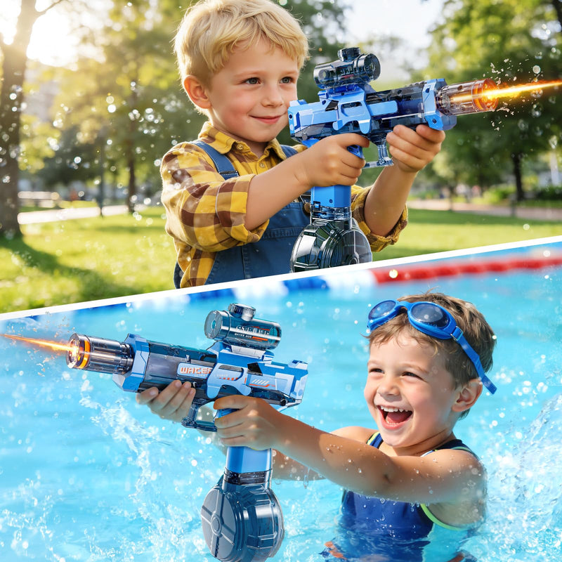 Electric Water Guns for Kids, Water Blaster Squirt Guns with Flashing Muzzle,Range up to 32ft, Summer Outdoor Beach Swimming Pool Party Toys, Gift for Kids Age 8 9 10 11 12 Years Old Boys Pistol Blue - PawsPlanet Australia