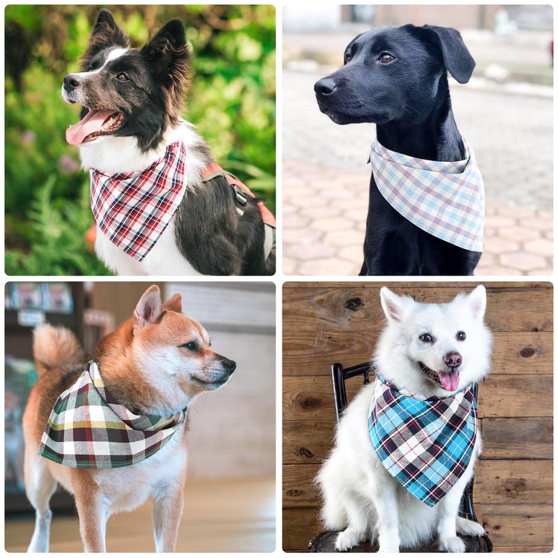 Segarty 30 Pack Triangle Plaid Bibs, 22.8"x15.7" Pet Scarf Washable Dog Bandanas Accessories Bulk for Small Medium Dogs Cats Large Puppy, Adjustable Reversible Boy Pets Birthday Kerchief Assorted_22.8"x15.7"_30PCS - PawsPlanet Australia