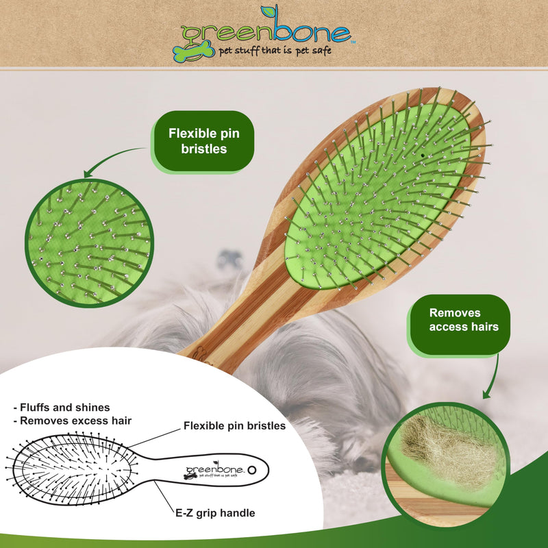 Pet Spa Metal Pin Brush - All-Natural Bamboo Pet Grooming Brush - Entirely Made from Sustainable Bamboo for Dogs & Cats - PawsPlanet Australia