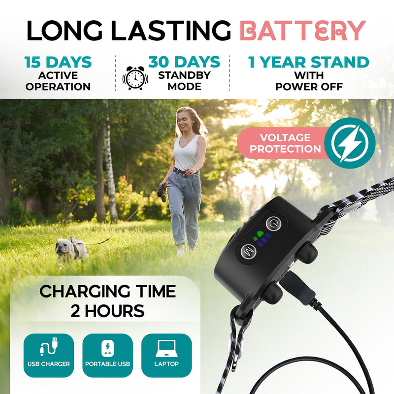 2 Pack Bark Collar for Small Dogs, No Shock Anti Bark Collar, Rechargeable Anti Barking Collar w/2 Vibration & Beep Modes, Waterproof Shockless Smart Dog Stop Barking Control Device 2 Pack Black-2Pack