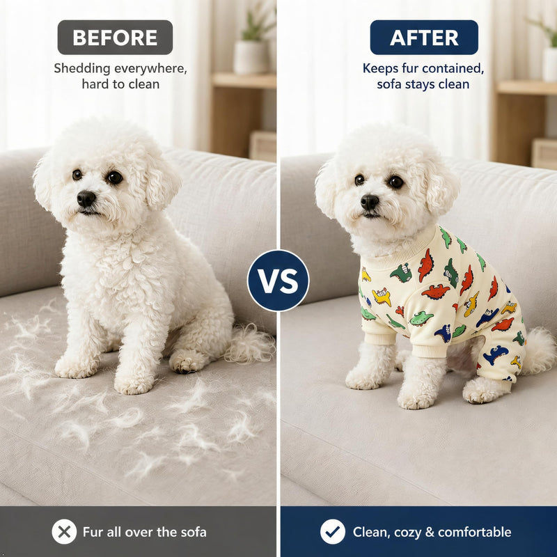 Dog Pajamas for Small Dogs,Dog Surgery Recovery Suit,L | Anxiety Calming,Sensitive Skin,Easy Potty,Shedding Control,Outdoor Protection,Machine Washable,Soft,Stretchy,Durable Dinosaur Large(7.5-13lbs)