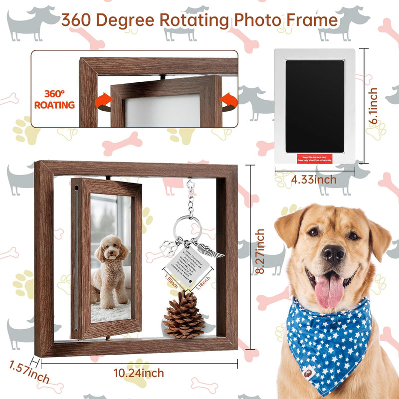 Pet Memorial Gifts for Dogs Cats, Dog Memorial Rotating Wooden Picture Frame for 4x6 Photo, Dog Bereavement Remembrance Picture Frame With Pet Paw Print Kit, Loss of Dog Sympathy Gift - PawsPlanet Australia