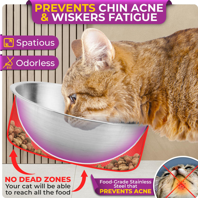 Elevated Cat Bowls, Raised Cat Bowls for Indoor Cats, Cat Bowls Elevated, Stainless Steel Cat Bowls, Cat Dishes for Food and Water, Tilted Cat Food Bowls, Cat Feeding Station, Raised Cat Food Bowls - PawsPlanet Australia