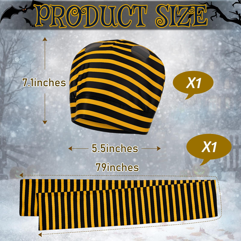 Paterr 2 Pcs Halloween Horse Scarf Hat Outfits Accessory Striped Scarf Hat for Horse Parade and Parties Costume Accessories Tan, Black