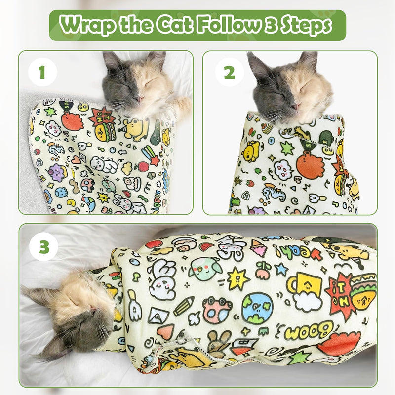 Cat Grooming Wrap with Cat Nail Clipper(27.6"x27.6"), Cat Restraint Wrap for Cutting Nails Anti Scratch/Bite/Escape, Large Cat Swaddle Wrap, Cat Grooming Supplies - PawsPlanet Australia