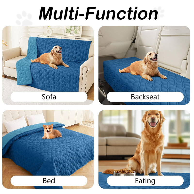 hyha Waterproof Dog Bed Blanket, Soft Pet Blankets, Waterproof Couch Cover for Dogs, Reversible Sofa Covers Washable for Furniture (52x82 Inch, Navy Blue/Blue) Navy Blue+blue 52x82 Inch - PawsPlanet Australia