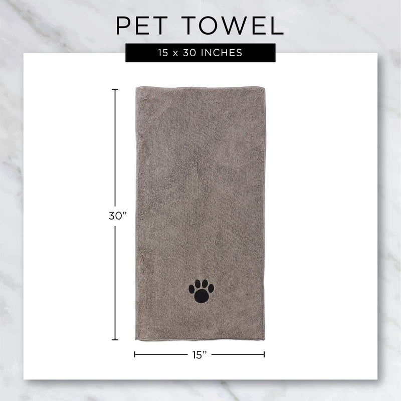 Bone Dry Pet Grooming Towel Collection Absorbent Microfiber Drying Set, 15x30", Trellis Stonewash Blue, 3 Count 15x30" - PawsPlanet Australia