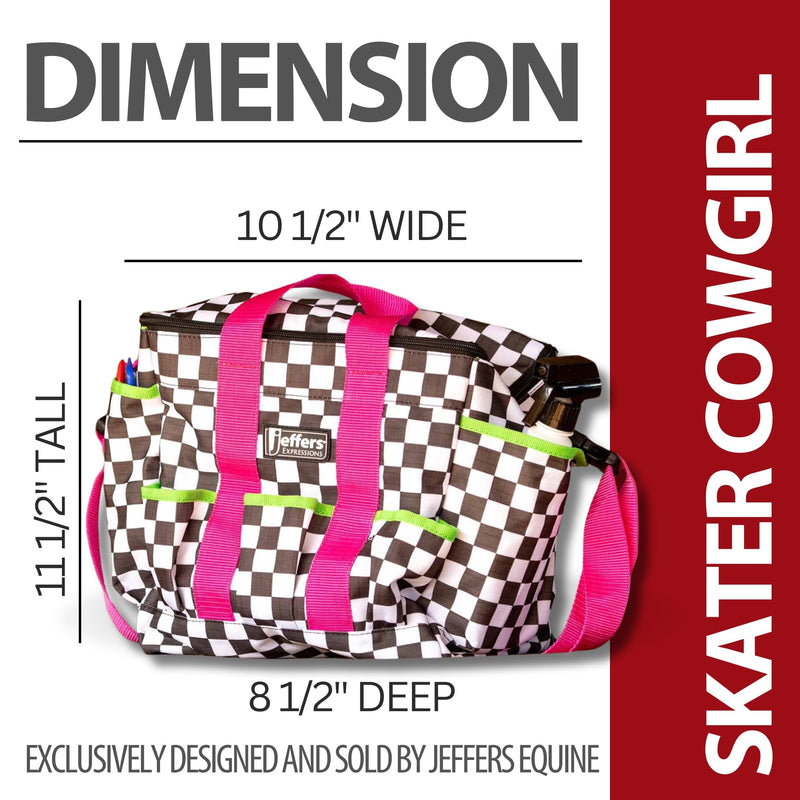 Jeffers Expression Deluxe Grooming Bag, Skater Cowgirl – Zippered Top Organizer for Brushes, Spray, Hoof Picks, Tack & Accessories – Travel, Camping, Horse, Dog, Cat & Pet Grooming Tote