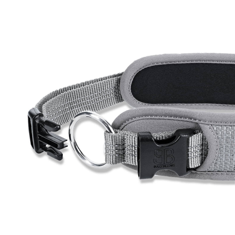 BullyBillows Active Light Cotton & Mesh Dog Collar, Lightweight and Adjustable, Comfortable for Dogs | Metal Grey | Medium M