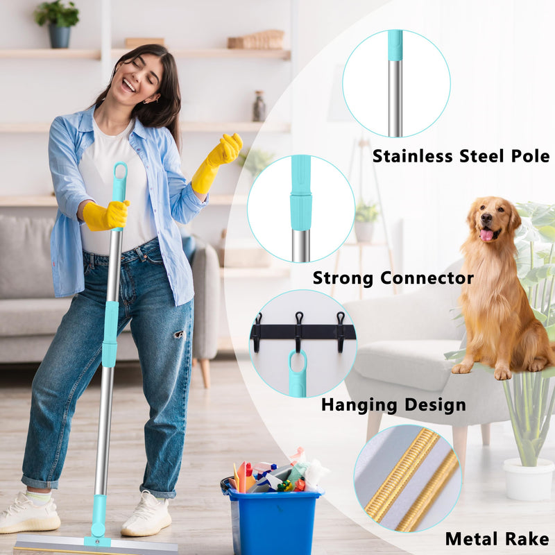 Reusable Carpet Rake for Pet Hair Removal,Long Handle Pet Hair Removal Tool,Carpet Rake Scraper, Adjustable Carpet Rake Pet Hair Remover for Couch, Rugs (Blue) Blue - PawsPlanet Australia