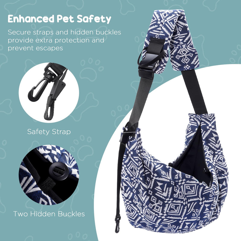 Avont Dog Sling for Small Dog Cats Under 15lbs, Hands-Free Crossbody Pet Carrier with Adjustable Padded Strap Extra Pocket, Safe Soft Pouch Bag for Puppies' Walks Outings -Boho Boho - PawsPlanet Australia