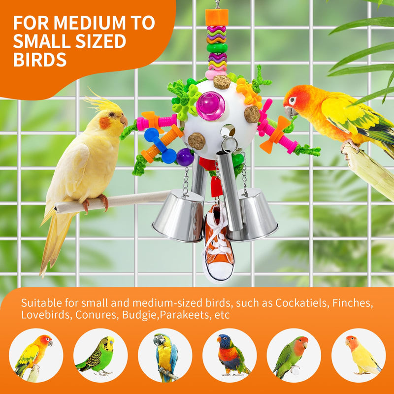 Bird Toys, Parrot Pullable Stainless Steel Cup Colorful Acrylic Stick Chew Toys for Amazons Mini Macaws African Greys Cockatoos Conures,Cockatiels, Lovebirds，Parrotlet，Eclectus (White) White - PawsPlanet Australia