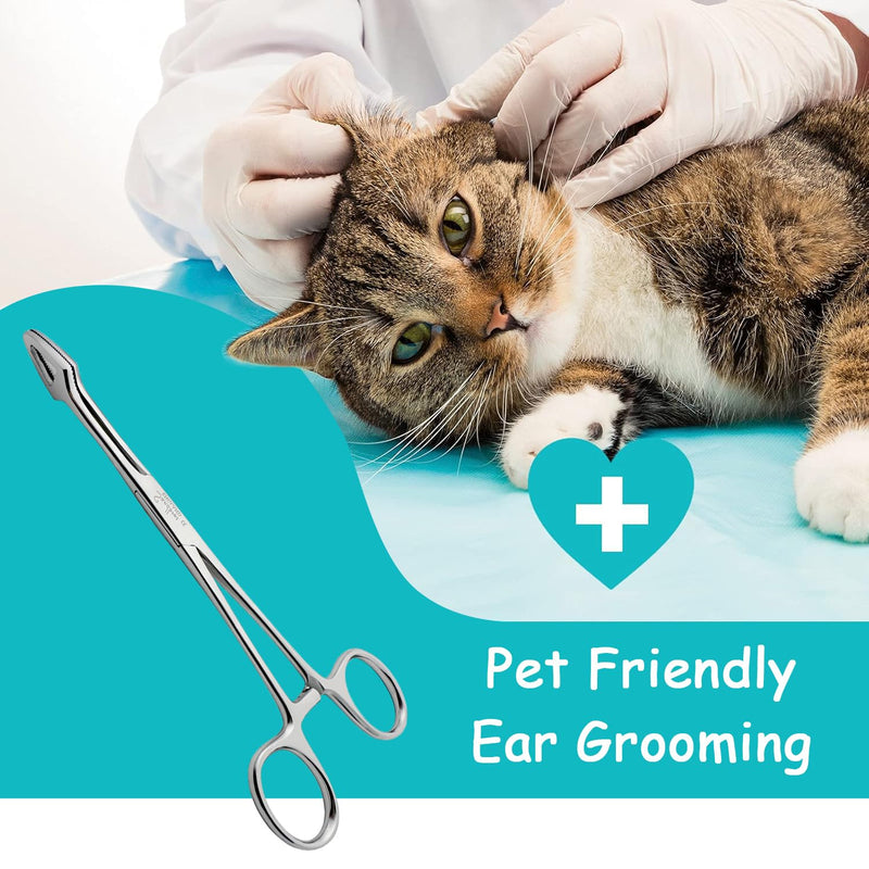 Dog Cleaning Tool for Ear Hair Removal with Serrated Tip & Strong Locked Grip | Pet Hair Remover Tweezers for Cat & Dog Grooming Kit