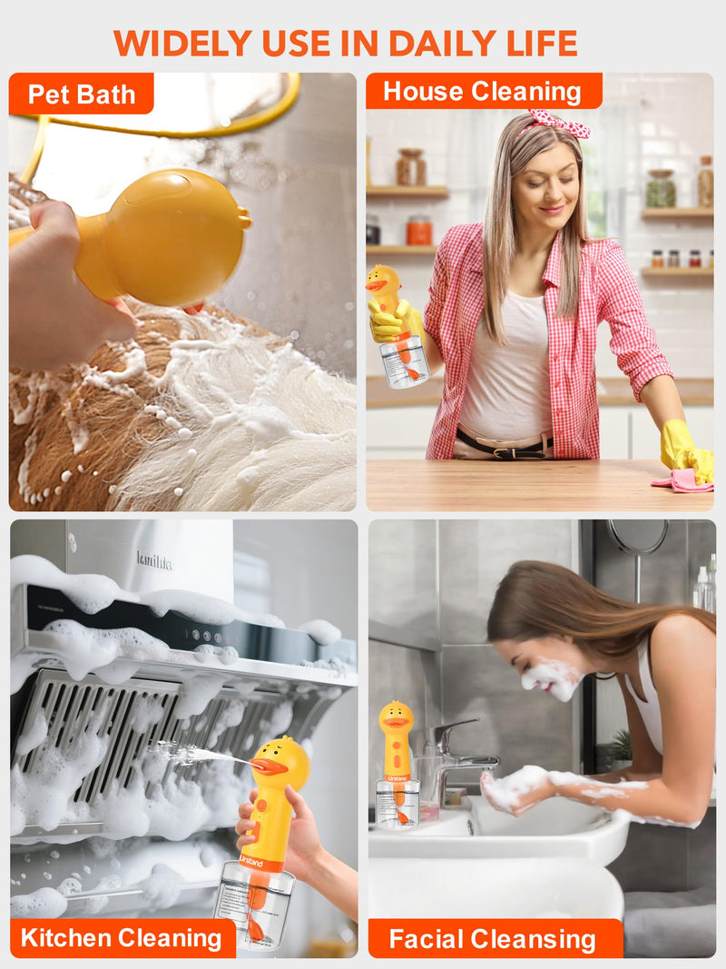 Dog Foaming Soap Dispenser, Automatic Electric Dog Shampoo Foamer Sprayer, Rechargeable Ducky Foaming Dog Shampoo Sprayer for Dog and Cat Bathing, Bathroom, Kitchen, Toilet Cleaning - PawsPlanet Australia