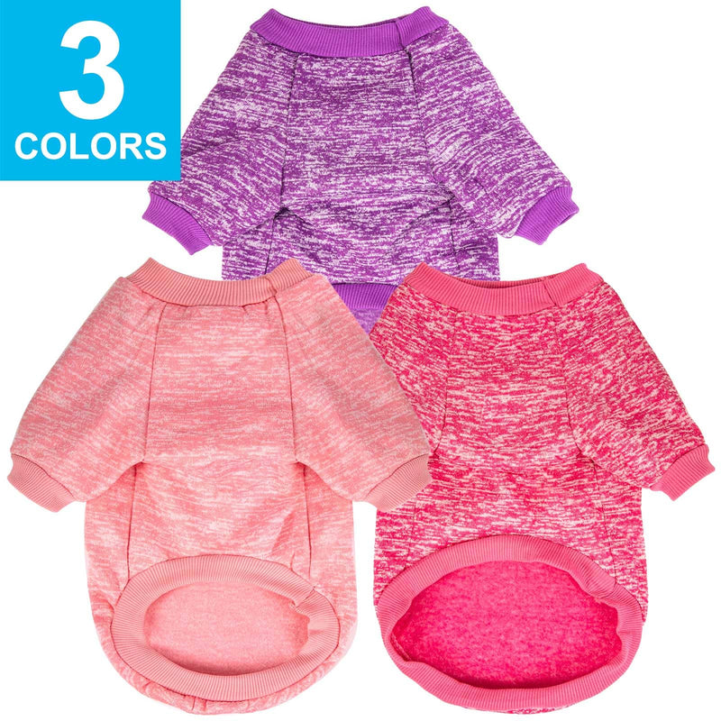 3 Pack Dog Sweater, Dog Sweaters for Small Dogs, Warm Soft Pet Clothes for Puppy, Medium Large Cat, Dogs Girl or Boy, Dog Shirt for Winter Christmas (Pink+Purple+HotPink, X-Small) Pink+Purple+HotPink - PawsPlanet Australia