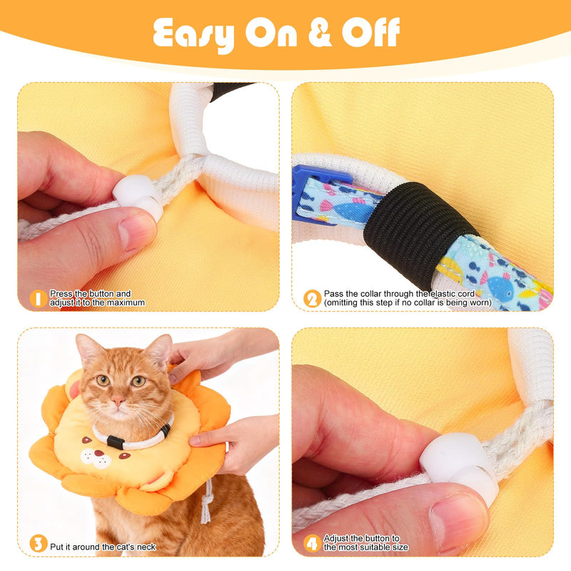 EXPAWLORER Cat Cone Collar Soft, Cat Recovery E Collar After Surgery to Stop Licking, Adjustable Waterproof Neck Elizabethan Pet Kitten Puppy Donut Pillow for Cats Wound Healing, Lion Small(5-9.5in)