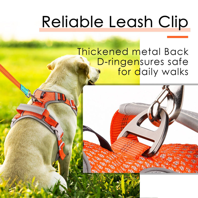 ThinkPet No Pull Harness Breathable Sport Vest with Handle-Dog Harnesses Reflective Adjustable for Medium Large Dogs Bright Orange S(Chest:14"-22") - PawsPlanet Australia