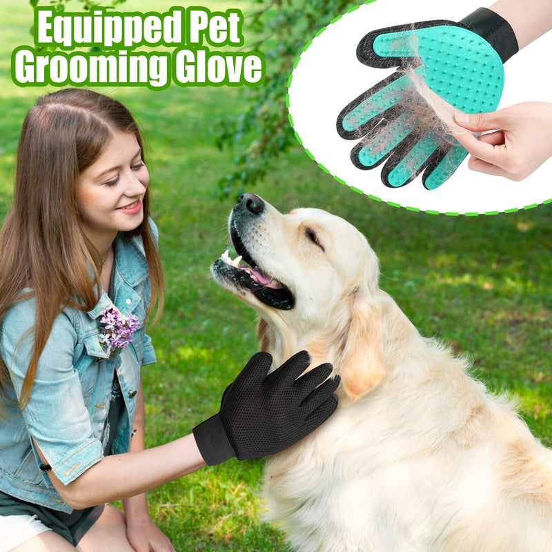 Pup Jet Dog Wash Hose Attachment, 8-in-1 Sprayer Mode Garden Hose Nozzle with Pet Grooming Glove and 100cc Soap Dispenser Bottle, Adopted in Watering Flowers, Car Wash, Dog and Horse Showering - PawsPlanet Australia